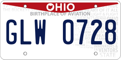 OH license plate GLW0728