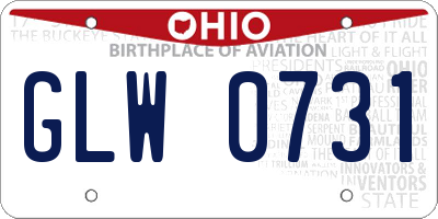 OH license plate GLW0731