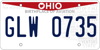 OH license plate GLW0735