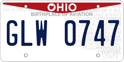 OH license plate GLW0747