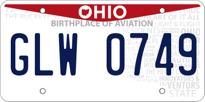 OH license plate GLW0749
