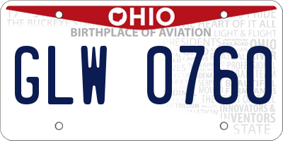 OH license plate GLW0760