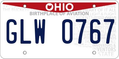 OH license plate GLW0767