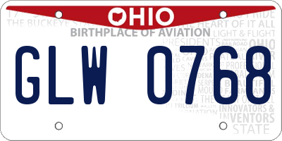 OH license plate GLW0768