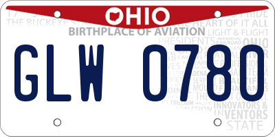 OH license plate GLW0780