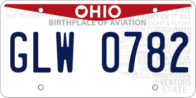 OH license plate GLW0782