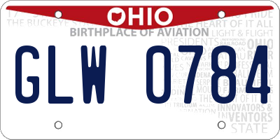 OH license plate GLW0784
