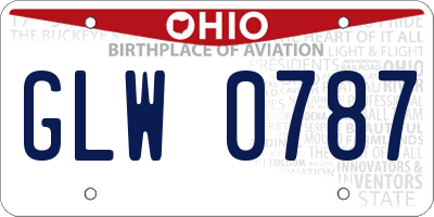 OH license plate GLW0787