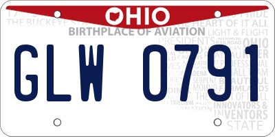 OH license plate GLW0791