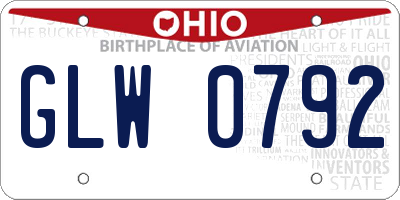 OH license plate GLW0792