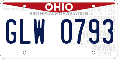 OH license plate GLW0793