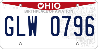 OH license plate GLW0796