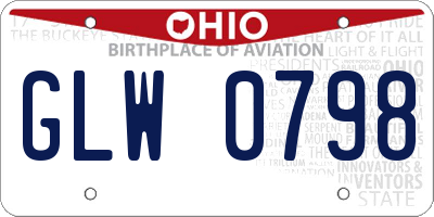 OH license plate GLW0798