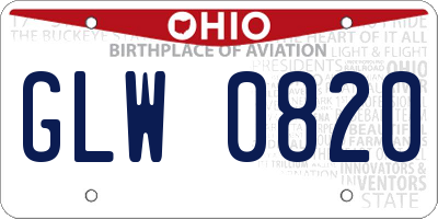 OH license plate GLW0820