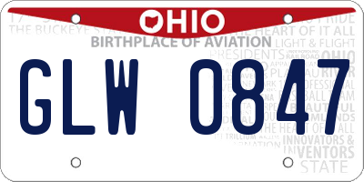 OH license plate GLW0847