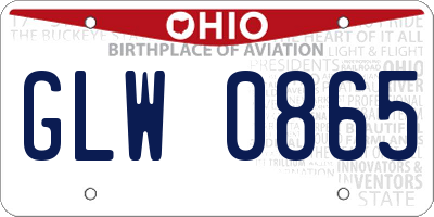 OH license plate GLW0865