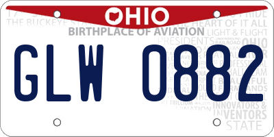 OH license plate GLW0882