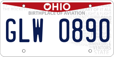 OH license plate GLW0890