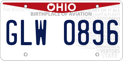 OH license plate GLW0896