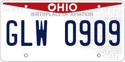 OH license plate GLW0909