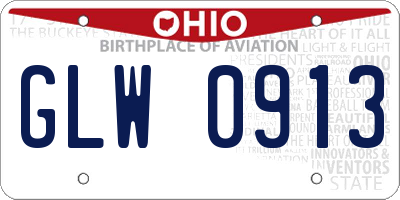 OH license plate GLW0913