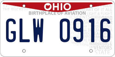 OH license plate GLW0916