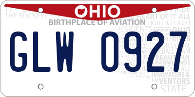 OH license plate GLW0927
