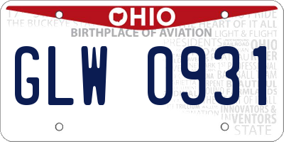 OH license plate GLW0931