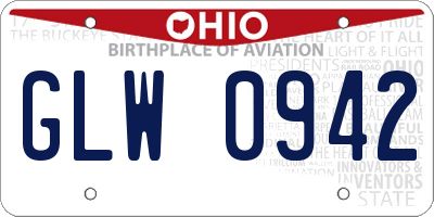 OH license plate GLW0942