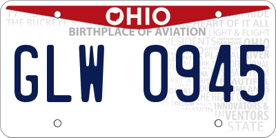 OH license plate GLW0945