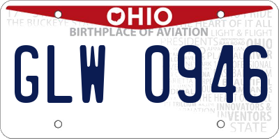 OH license plate GLW0946