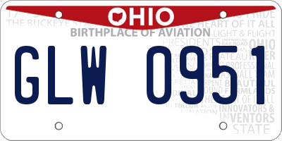 OH license plate GLW0951