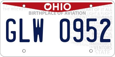 OH license plate GLW0952