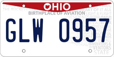 OH license plate GLW0957