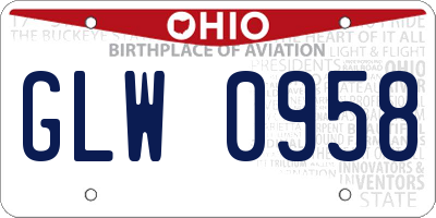 OH license plate GLW0958