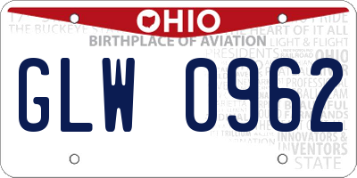 OH license plate GLW0962