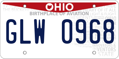 OH license plate GLW0968