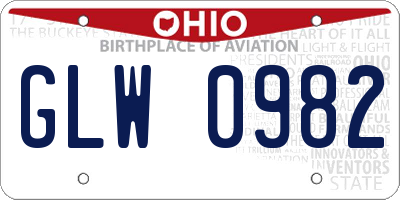 OH license plate GLW0982