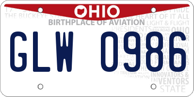 OH license plate GLW0986