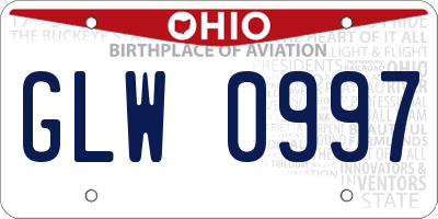 OH license plate GLW0997