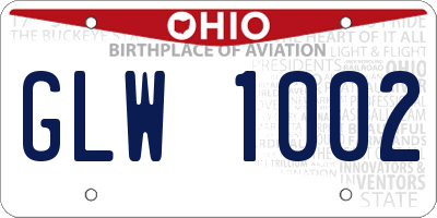 OH license plate GLW1002