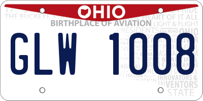 OH license plate GLW1008