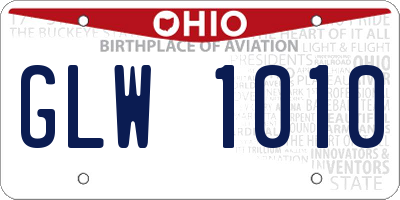 OH license plate GLW1010