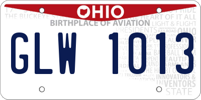 OH license plate GLW1013