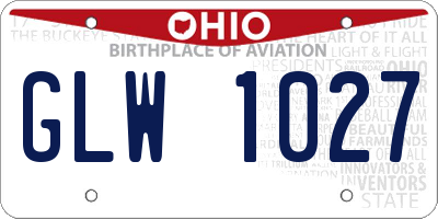 OH license plate GLW1027