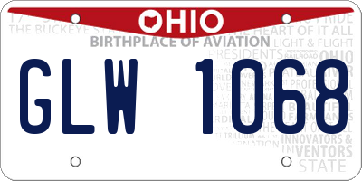 OH license plate GLW1068