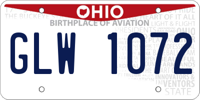 OH license plate GLW1072