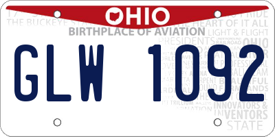 OH license plate GLW1092