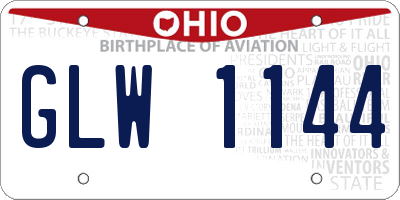 OH license plate GLW1144
