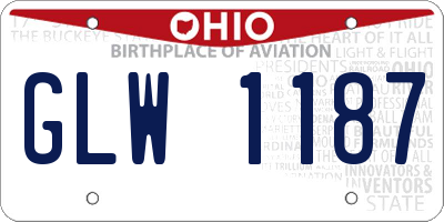 OH license plate GLW1187